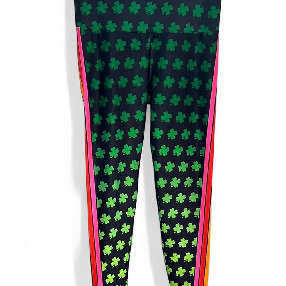 Goldsheep | Shamrock Print High-Waisted Cropped Leggings | Size M